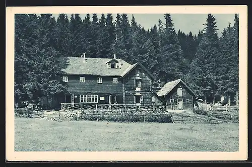 AK Unterberg-Schutzhaus, Motiv der Berghütte