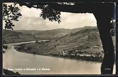 AK Unter-Loiben, Ortsansicht mit Dürnstein i. d. Wachau