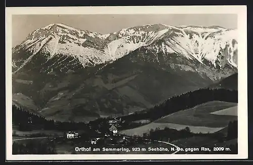 AK Orthof am Semmering, Ortsansicht gegen Rax