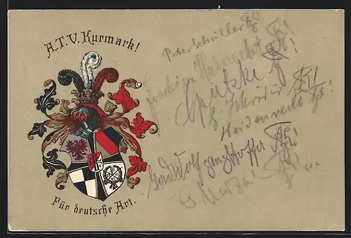 Künstler-AK Studentenwappen des A. T. V. Kurmark