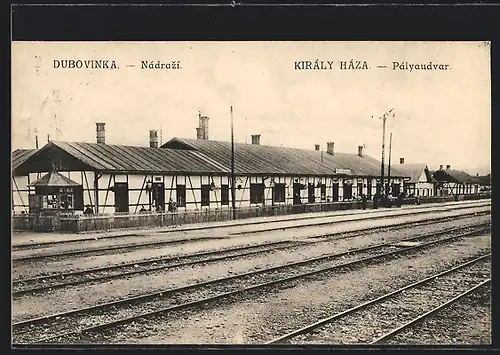 AK Király Háza, Palyaudvar, Bahnhof von der Gleisseite