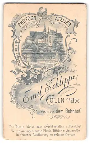 Fotografie Emil Schlippe, Cölln a. Elbe, Ansicht Cölln a. Elbe, Blick auf die Albrechtsburg