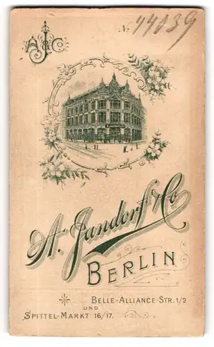 Fotografie A. Jandorf & Co., Berlin, Belle-Alliance-Str. 1 /2, Ansicht Berlin, Blick auf das Ateliersgebäude im Rahmen