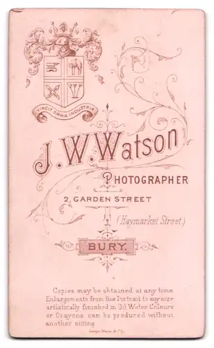 Fotografie J. W. Watson, Bury, Engländer im Anzug mit Kinnbart