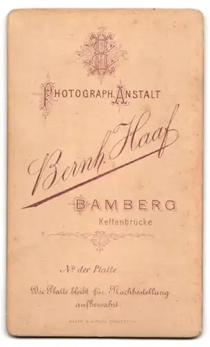 Fotografie Bernh. Haaf, Bamberg, Kettenbrücke, Junges Mädchen im Kleid mit Kragenbrosche