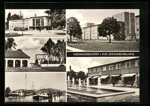 AK Hennigsdorf, S-Bahnhof, Milchbar, Friedrich-Engels-Strasse