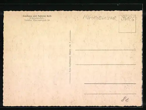 AK Altenstein /Ufr., Gasthaus und Pension Kolb, Ortsansicht