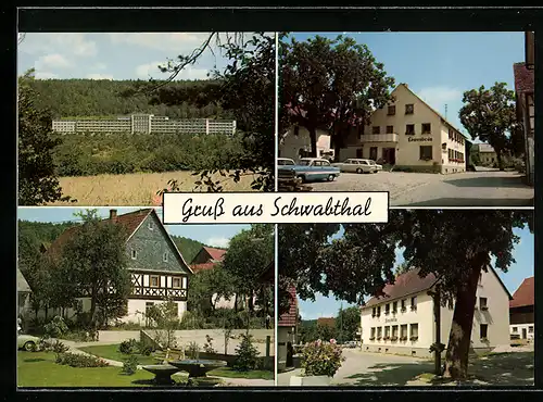 AK Schwabthal, Gasthof u. Pension Dinkel, Brunnenpartie, Brauerei Löwenbräu