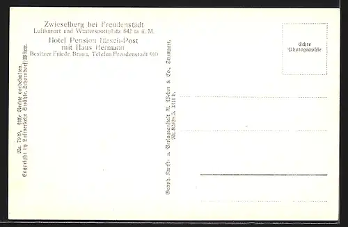 AK Zwieselberg bei Freudenstadt, Hotel Pension Hirsch-Post mit Haus Hermann, Fliegeraufnahme