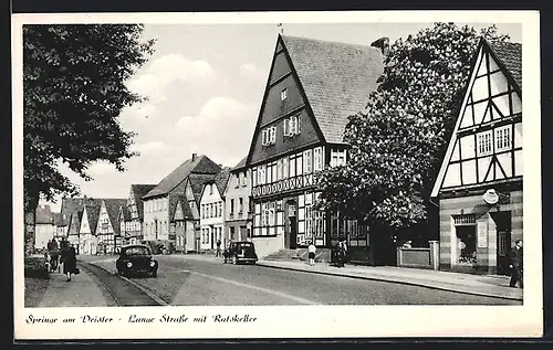 AK Springe am Deister, Lange Strasse mit Gasthaus Ratskeller