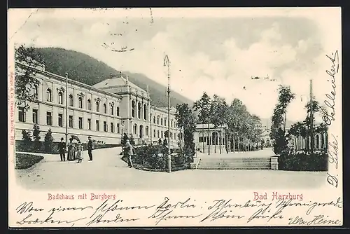 AK Bad Harzburg, Badehaus mit Burgberg