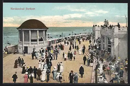 AK Borkum, Nordseebad, Promenade mit Cafe