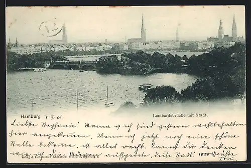 AK Hamburg-Neustadt, Teilansicht mit Lombardsbrücke