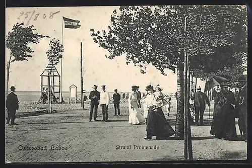 AK Laboe, Ostseebad, Strandpromenade mit Ausflüglern