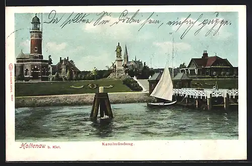 AK Kiel-Holtenau, Kanalmündung mit Denkmal
