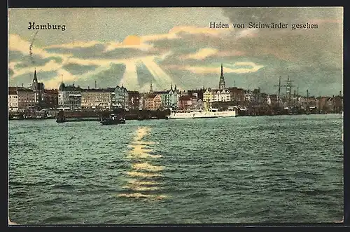 AK Hamburg-Harburg, Hafen von Steinwärder gesehen