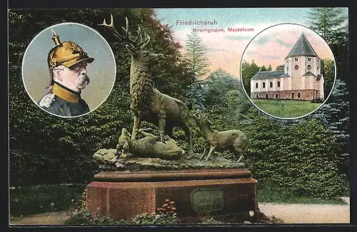 AK Friedrichsruh, Hirschgruppe, Mausoleum, Otto von Bismarck