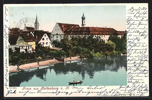 AK Rottenburg a. N., Ortspartie am Flussufer