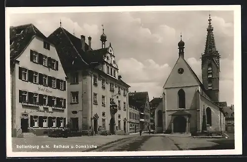AK Rottenburg a. N., Hotel Bären mit Rathaus und Domkirche