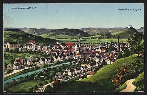 AK Rottenburg a. N., Teilansicht mit Wurmlinge Kapelle