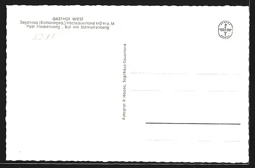 AK Fleckenberg /Hochsauerland, Gasthaus Wiese Jagdhaus