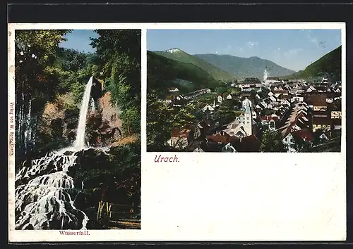 AK Urach / Württ., Wasserfall, Totalansicht