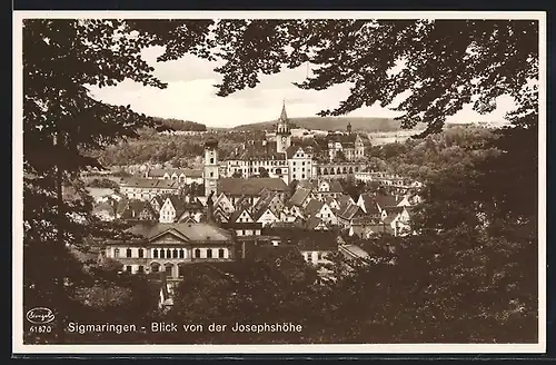 AK Sigmaringen, Blick von der Josephshöhe auf den Ort