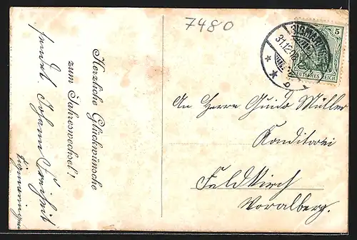 AK Sigmaringen, Uferpartie mit Schloss