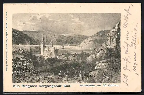 AK Bingen, Panorama von 1850