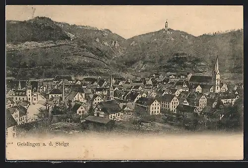 AK Geislingen a. d. Steige, Teilansicht mit Kirche