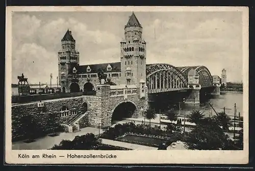 AK Köln am Rhein, An der Hohenzollernbrücke