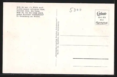 AK Godesberg am Rhein, Gasthof Zur Lindenwirten Ännchen, n