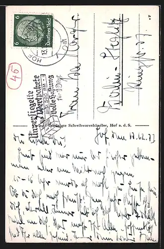 AK Hof, Partie an der Angerbrücke mit Michaeliskirche