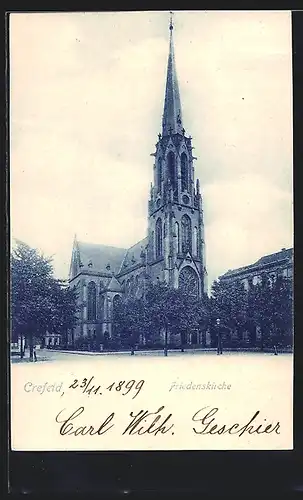 AK Crefeld, Blick auf die Friedenskirche