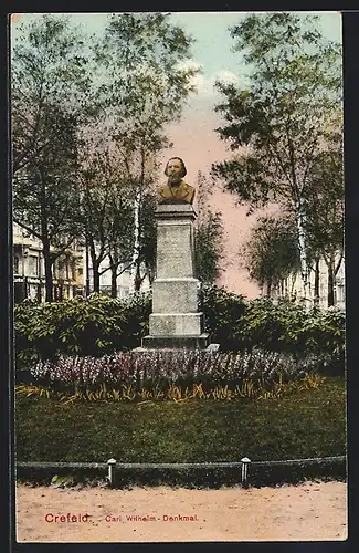 AK Crefeld, Partie am Carl Wilhelm-Denkmal