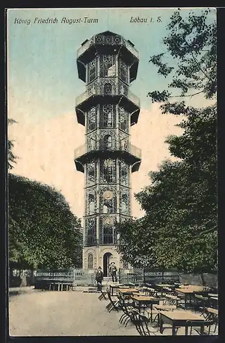 AK Löbau i. S., Am König Friedrich August-Turm, Café