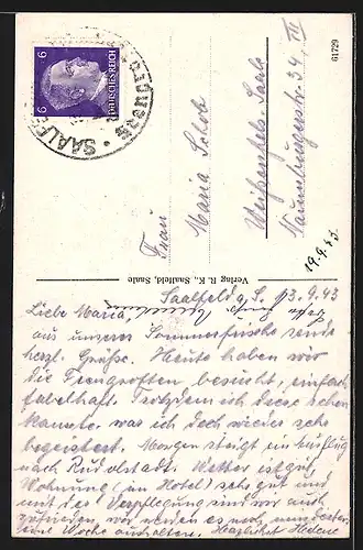 AK Saalfeld, Ortsansicht, Eingang in die Stadt