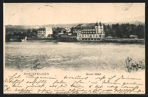 AK Rheinfelden, Grand Hotel, vom Wasser gesehen