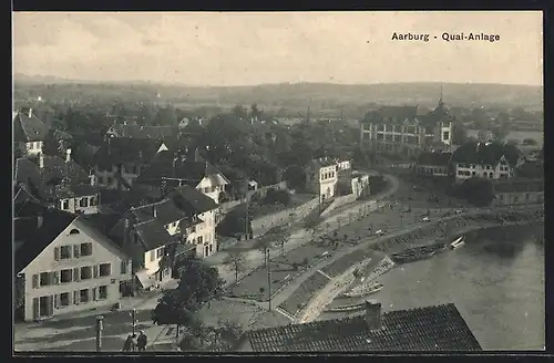 AK Aarburg, Ortsansicht mit Quai-Anlage aus der Vogelschau