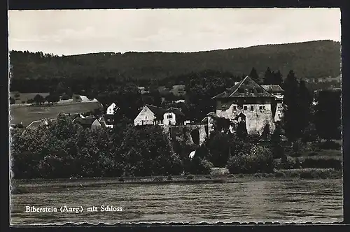 AK Biberstein, Ortsansicht mit Schloss vom Wasser aus