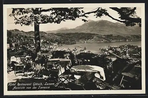 AK Luzern, Hotel Restaurant Gütsch, Aussicht von der Terrasse