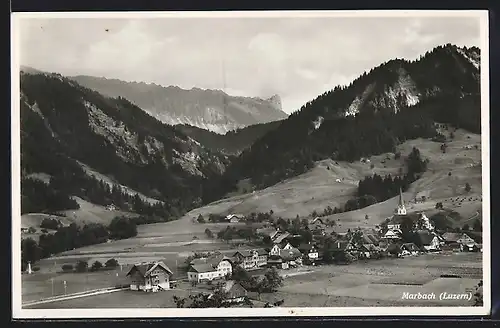 AK Marbach, Gesamtansicht aus der Vogelschau