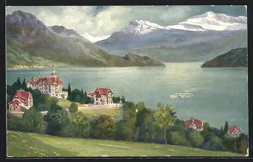 AK Weggis, Hotel und Pension Alpenblick mit Chalet-Dependance und Villa Favorita, Vierwaldstätter See