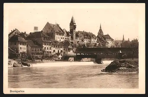 AK Bremgarten, Ortspartie mit Flussbrücke