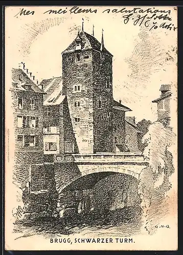Künstler-AK Brugg, Schwarzer Turm