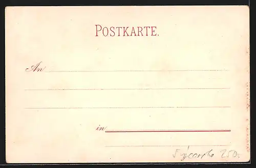 Lithographie Luzern, Teilansicht mit Kirche