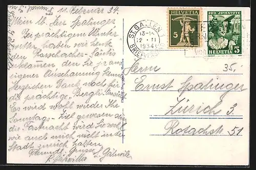 AK Grub bei Heiden, Ortsansicht und Gasthaus-Pension Fünfländerblick