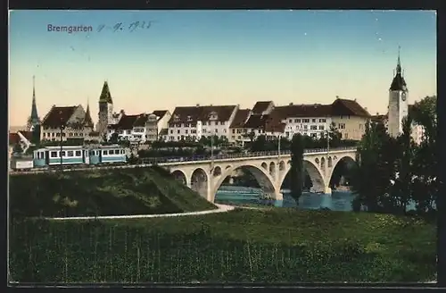 AK Bremgarten, Ortsansicht mit Strassenbahn