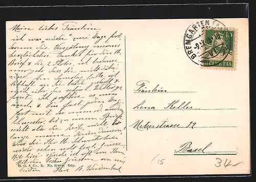 AK Bremgarten, Ortsansicht mit Strassenbahn