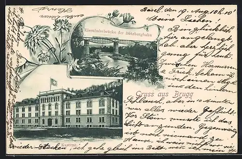 AK Brugg, Kaserne, Eisenbahnbrücke der Bötzbergbahn